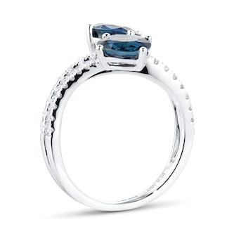 Goldsmiths 18ct White Gold 0.34ct Sapphire & Diamond Oval Toi Et Moi Ring Goldsmiths 18ct White Gold 0.34ct Sapphire & Diamond Oval Toi Et Moi Ring