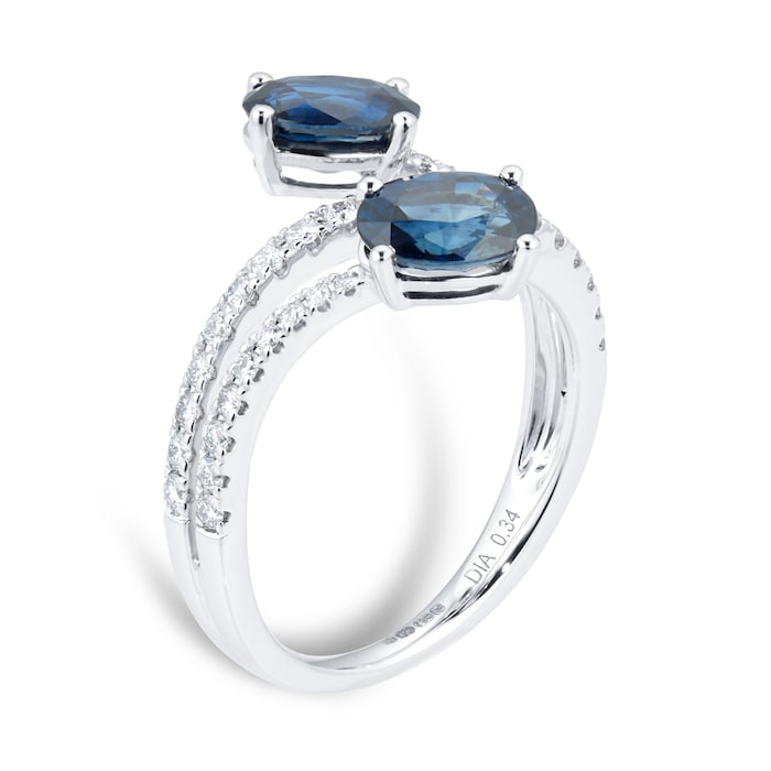 Goldsmiths 18ct White Gold 0.34ct Sapphire & Diamond Oval Toi Et Moi Ring