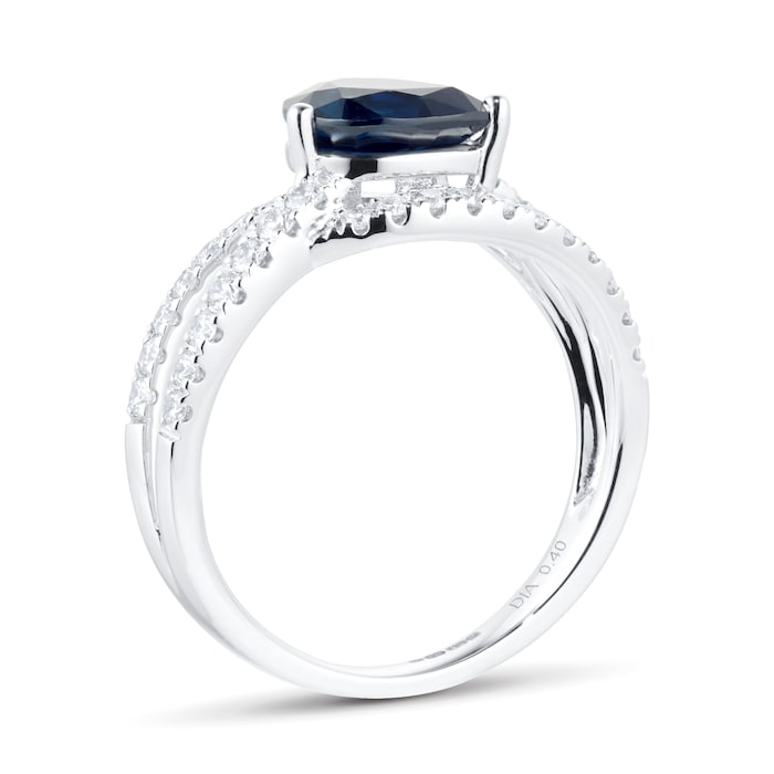 Goldsmiths 18ct White Gold 0.40cttw Diamond & Sapphire Twist Ring