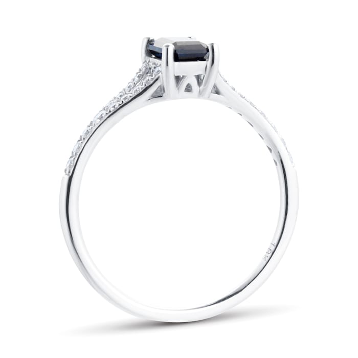 Goldsmiths 18ct White Gold 0.16cttw Diamond & Sapphire Ring