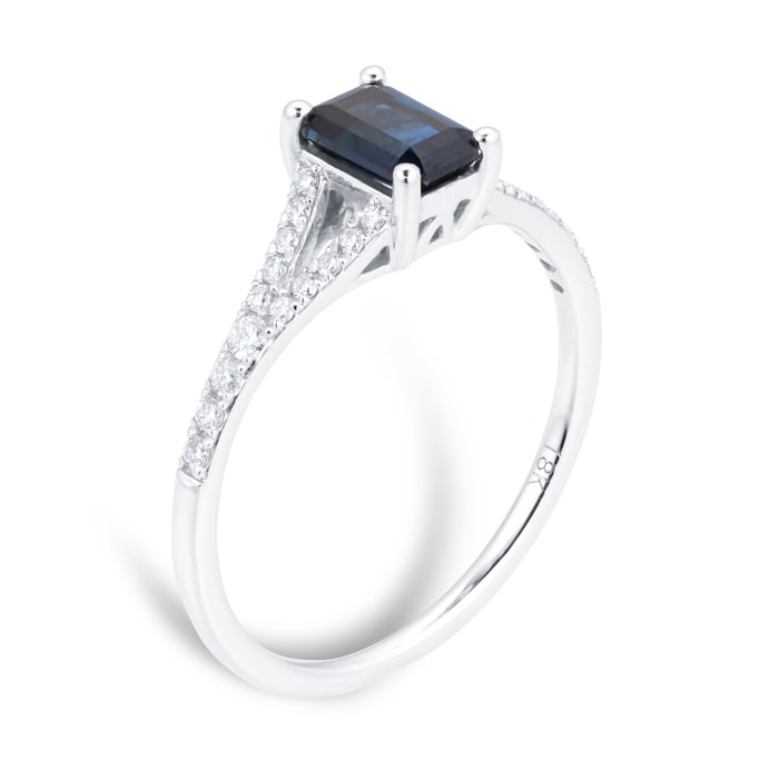 Goldsmiths 18ct White Gold 0.16cttw Diamond & Sapphire Ring