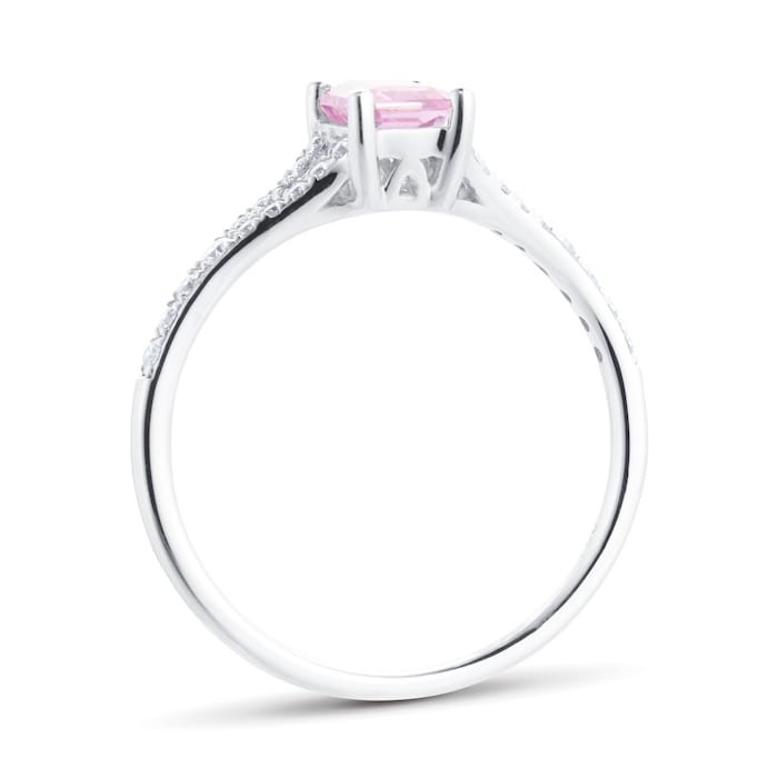 Goldsmiths 18ct White Gold 0.16cttw Diamond & Pink Sapphire Ring