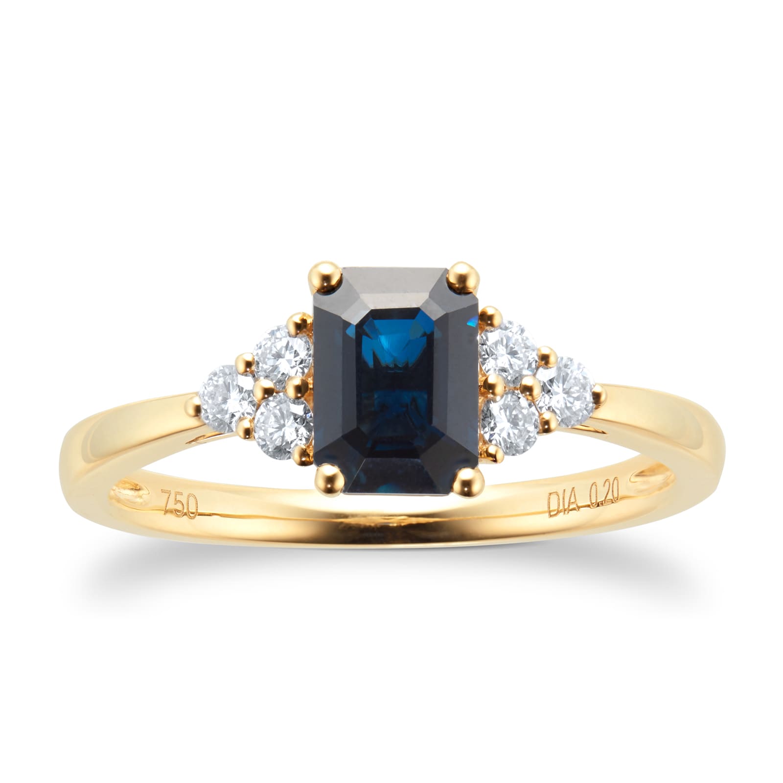 Goldsmiths 18ct Yellow Gold 0.20cttw Diamond & Sapphire Engagement Ring