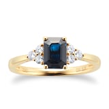 Goldsmiths 18ct Yellow Gold 0.20cttw Diamond & Sapphire Engagement Ring