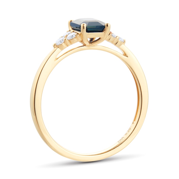 Goldsmiths 18ct Yellow Gold 0.20cttw Diamond & Sapphire Engagement Ring