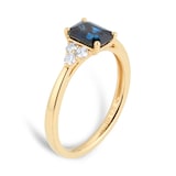 Goldsmiths 18ct Yellow Gold 0.20cttw Diamond & Sapphire Engagement Ring