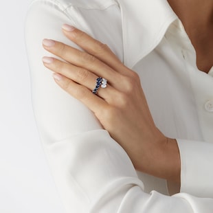 Mappin & Webb 18ct White Gold Sapphire Bypass Ring