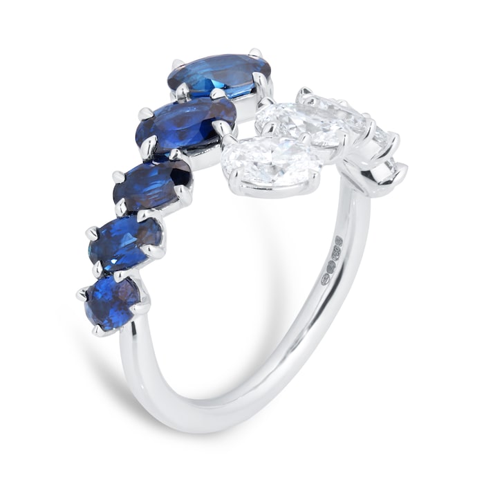 Mappin & Webb 18ct White Gold Sapphire Bypass Ring