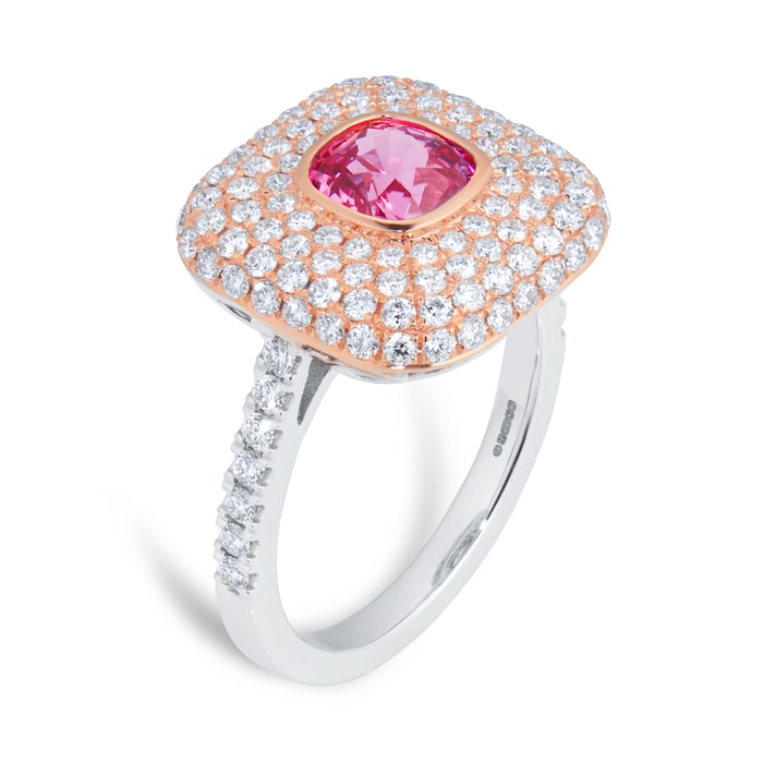 Mappin & Webb 18ct Rose & White Gold 1.60cttw Pink Sapphire & Diamond Ring