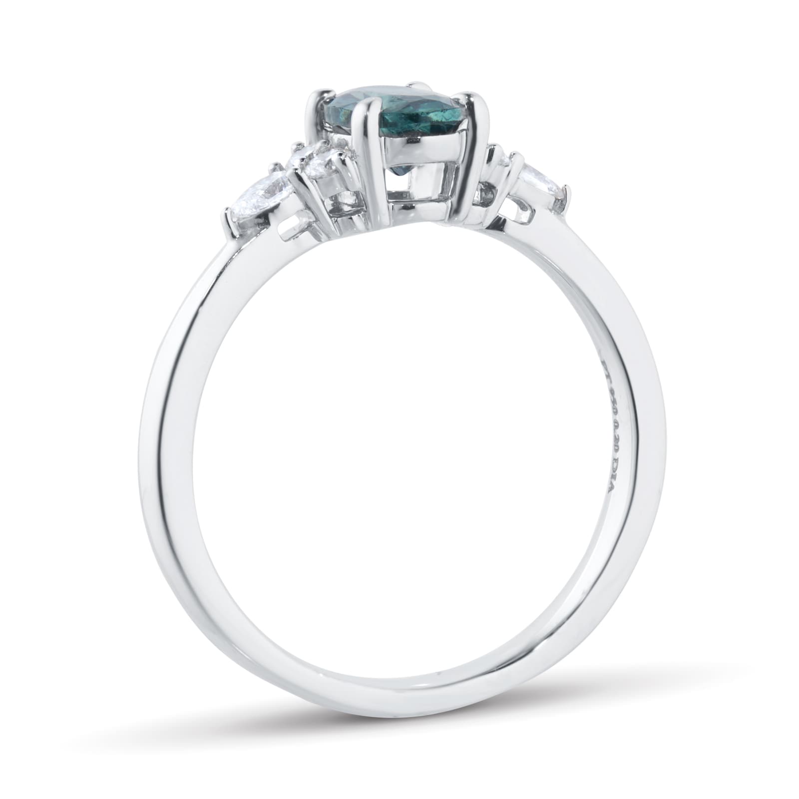 Goldsmiths Platinum Teal Sapphire & 0.20ct Diamond Ring - Ring Size K
