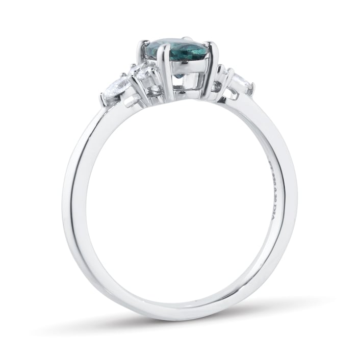 Goldsmiths Platinum Teal Sapphire & 0.20ct Diamond Ring