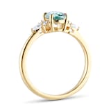 Goldsmiths 18ct Yellow Gold Green Sapphire & 0.20ct diamond Ring