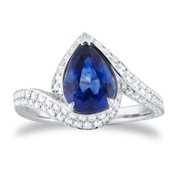 06110342 - 18ct White Gold Pear Cut Sapphire & 0.83cttw Diamond Ring