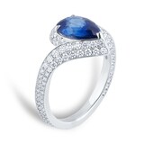 Mappin & Webb 18ct White Gold Pear Cut Sapphire & 0.83cttw Diamond Ring