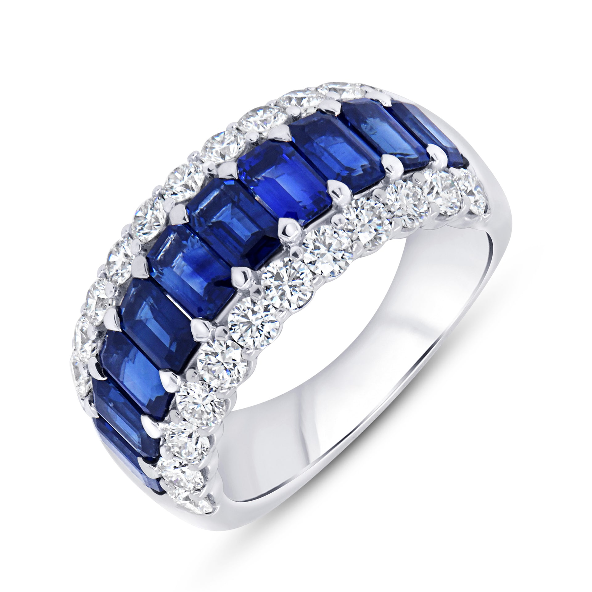 Mappin & Webb 18ct White Gold Sapphire & 1.32cttw Diamond Ring