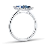 Goldsmiths 18ct White Gold 0.15cttw Diamond and Marquise Cut Sapphire Floral Ring