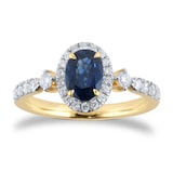 Best Luxury 
18ct Yellow Gold Oval Cut Sapphire and Diamond Halo Ring