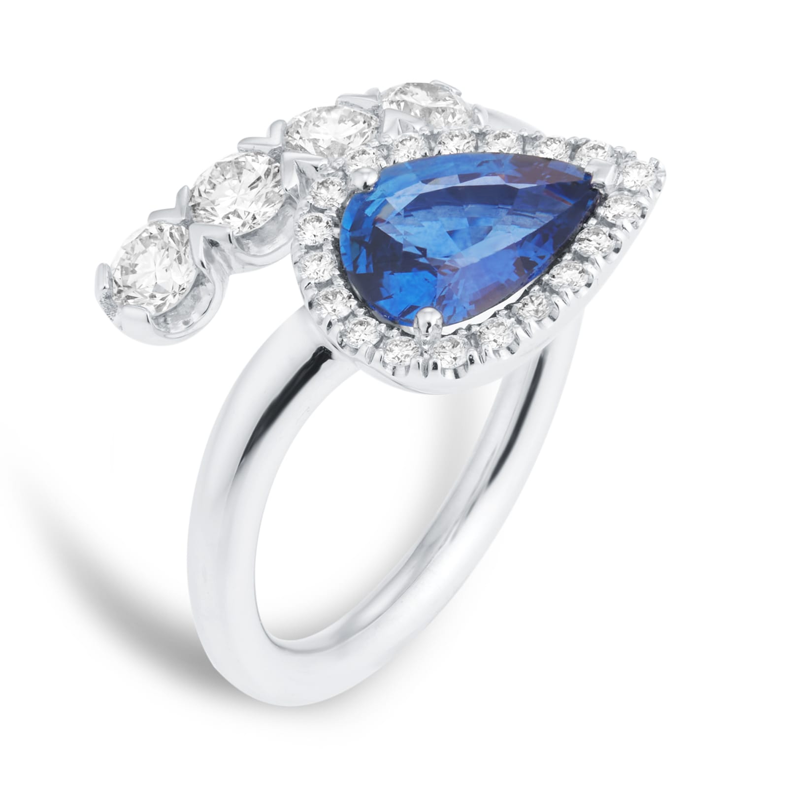 Mappin & Webb 18ct White Gold 0.79cttw Diamond & 1.72cttw Sapphire Ring