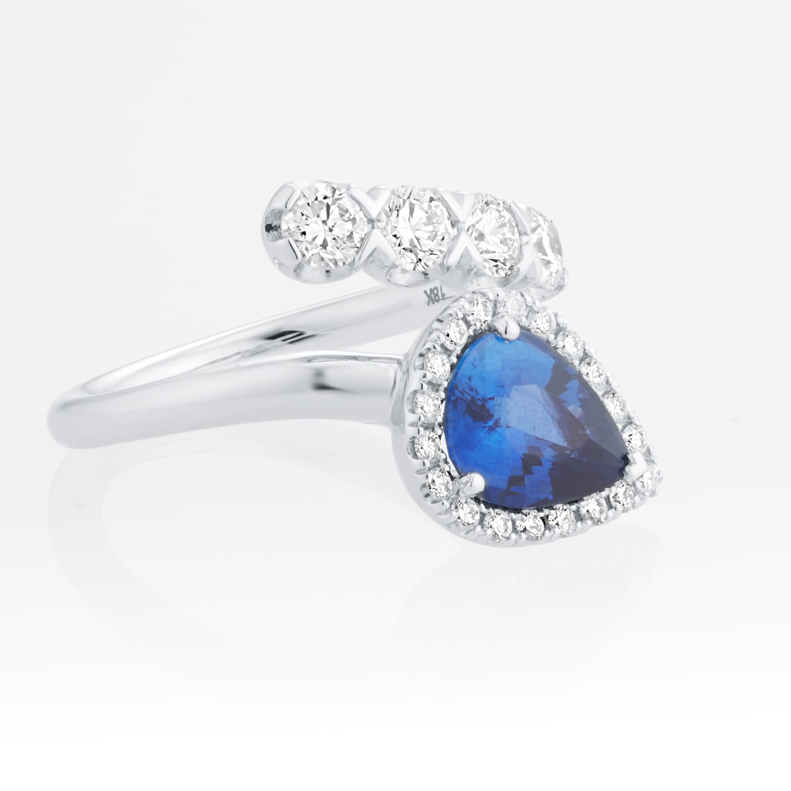 Mappin & Webb 18ct White Gold 0.79cttw Diamond & 1.72cttw Sapphire Ring