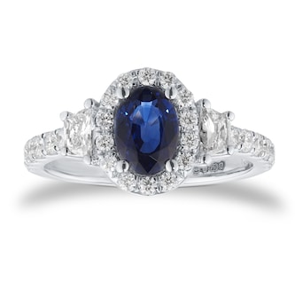 Mappin & Webb 18ct White 0.71cttw Diamond & 1.06cttw Oval Cut Sapphire Ring Mappin & Webb 18ct White 0.71cttw Diamond & 1.06cttw Oval Cut Sapphire Ring