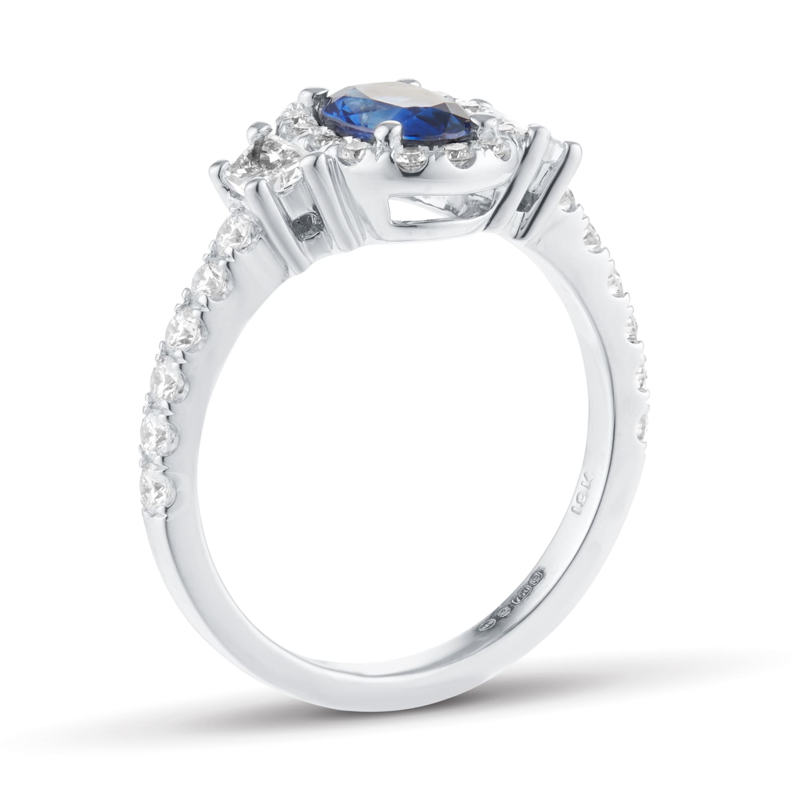 Mappin & Webb 18ct White 0.71cttw Diamond & 1.06cttw Oval Cut Sapphire Ring Mappin & Webb 18ct White 0.71cttw Diamond & 1.06cttw Oval Cut Sapphire Ring