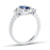 Mappin & Webb 18ct White 0.71cttw Diamond & 1.06cttw Oval Cut Sapphire Ring