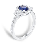 Mappin & Webb 18ct White 0.71cttw Diamond & 1.06cttw Oval Cut Sapphire Ring