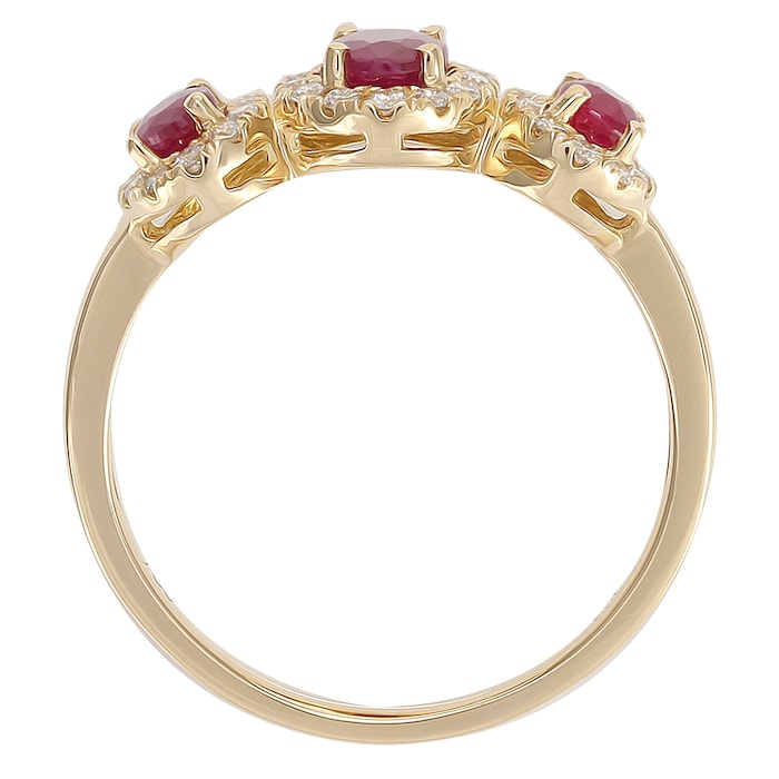 Goldsmiths 18ct Yellow Gold Ruby & 0.25cttw Diamond Three Stone Ring