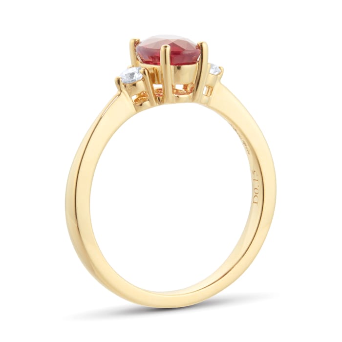 Mappin & Webb 18ct Yellow Gold 1.00ct Oval Cut Ruby & 0.15cttw Diamond Engagement Ring
