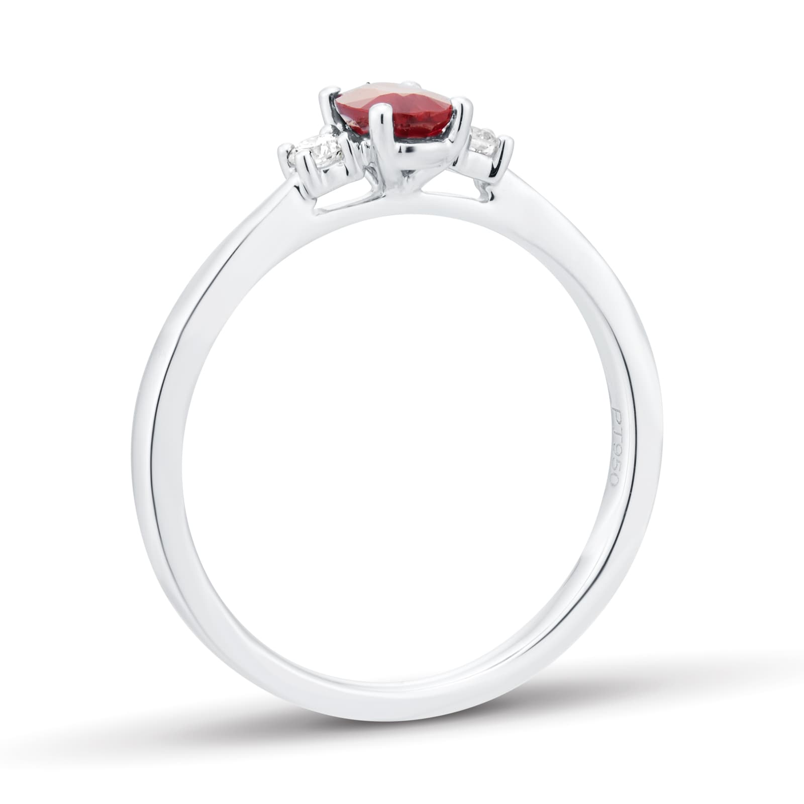 Goldsmiths Platinum Oval Cut Ruby and Diamond Three Stone Engagement Ring Goldsmiths Platinum Oval Cut Ruby and Diamond Three Stone Engagement Ring