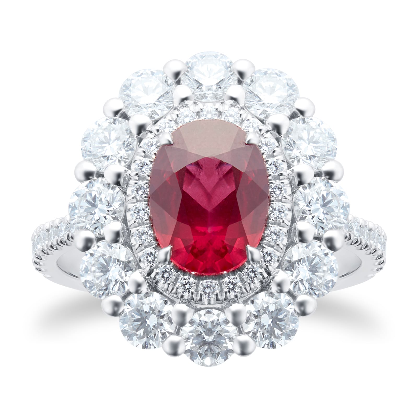 Mappin & Webb Platinum 1.74ct Diamond & 2.04ct Ruby Ring