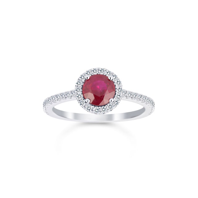 Mappin & Webb Carrington 18ct White Gold 6mm Ruby And 0.30cttw Diamond Ring Mappin & Webb Carrington 18ct White Gold 6mm Ruby And 0.30cttw Diamond Ring