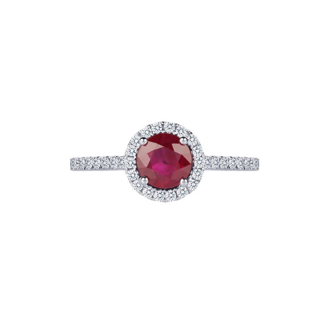 Mappin & Webb Carrington 18ct White Gold 6mm Ruby And 0.30cttw Diamond Ring Mappin & Webb Carrington 18ct White Gold 6mm Ruby And 0.30cttw Diamond Ring
