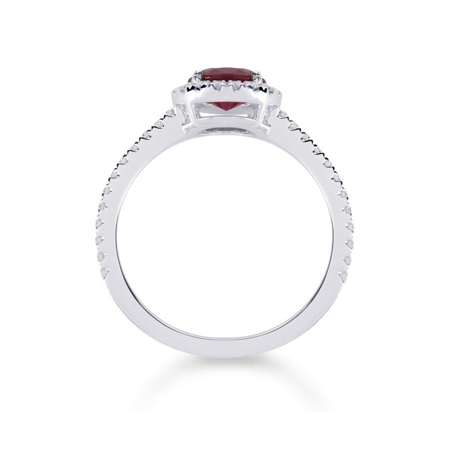Mappin & Webb Carrington 18ct White Gold 6mm Ruby And 0.30cttw Diamond Ring