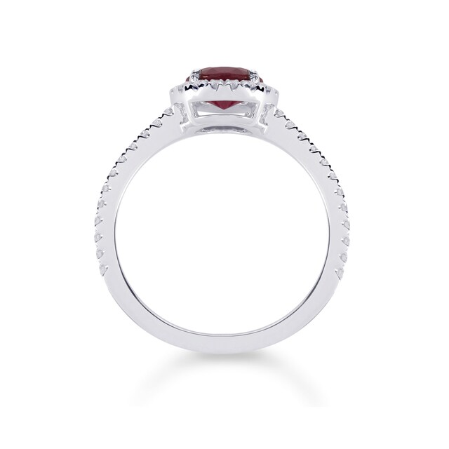 Mappin & Webb Carrington 18ct White Gold 6mm Ruby And 0.30cttw Diamond Ring