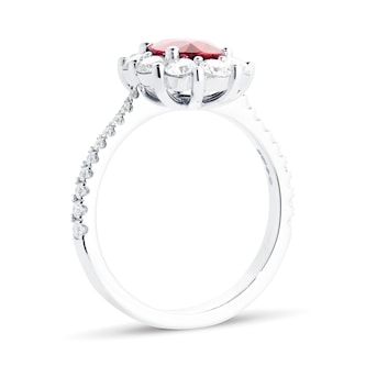 Mappin & Webb Platinum 0.97cttw Ruby & 0.84cttw Diamond Halo Diamond Ring