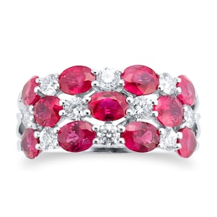 Mappin & Webb 18ct White Gold 3.58cttw Oval Cut Ruby & 0.70cttw Diamond Ring