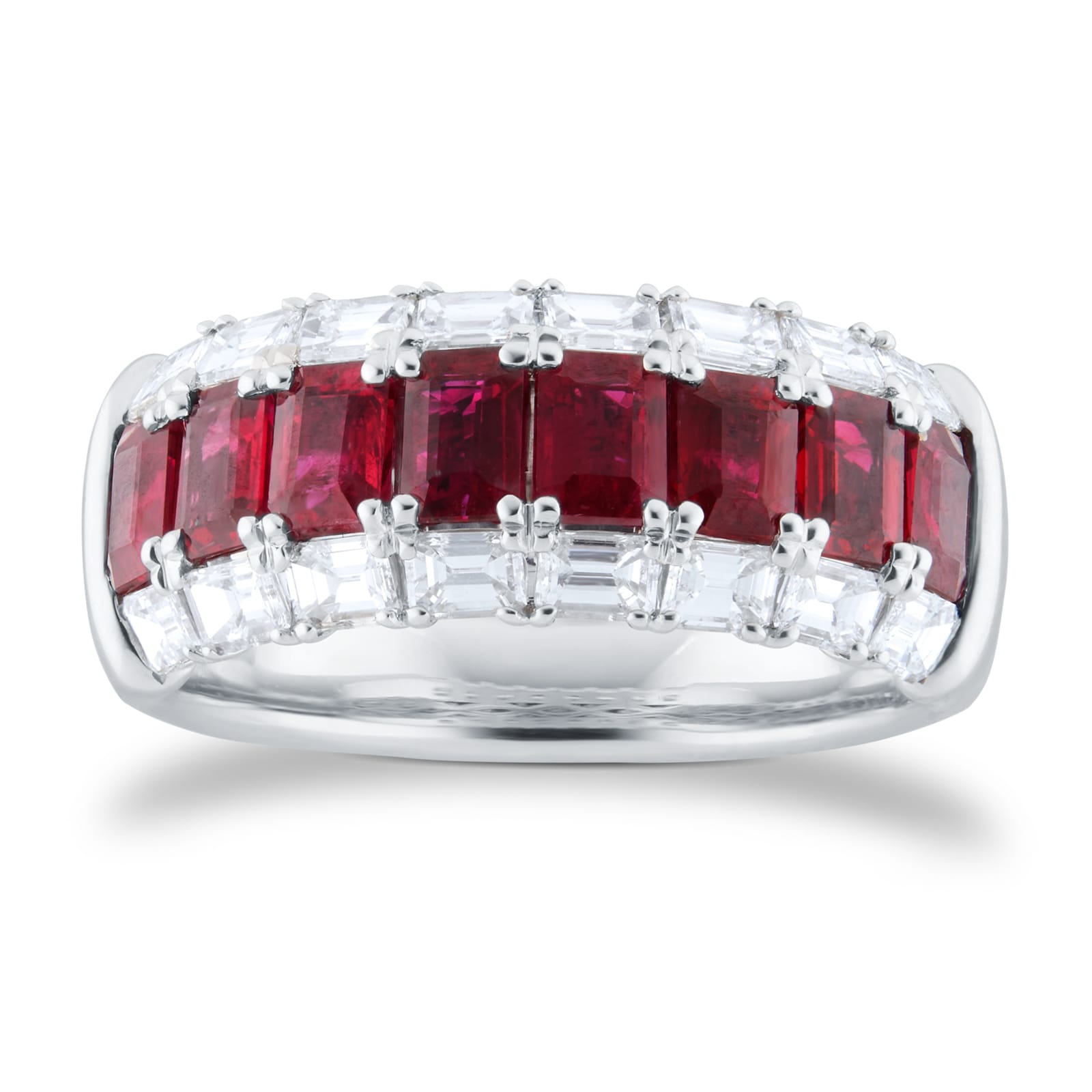 Mappin & Webb 18ct White Gold Emerald Cut Ruby & 1.05cttw Diamond Ring Mappin & Webb 18ct White Gold Emerald Cut Ruby & 1.05cttw Diamond Ring