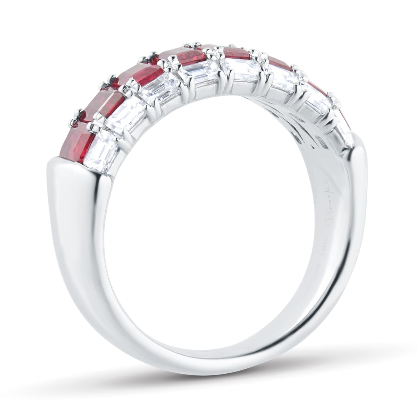 Mappin & Webb 18ct White Gold Emerald Cut Ruby & 1.05cttw Diamond Ring Mappin & Webb 18ct White Gold Emerald Cut Ruby & 1.05cttw Diamond Ring