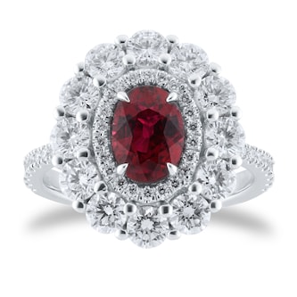 Mappin & Webb Platinum Oval Cut Ruby & 1.74cttw Diamond Ring