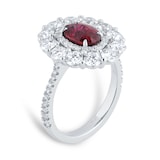Mappin & Webb Platinum Oval Cut Ruby & 1.74cttw Diamond Ring