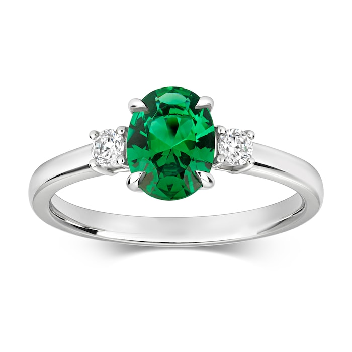 Mappin & Webb Platinum 1.15ct Oval Cut Emerald & 0.15cttw Diamond Engagement Ring