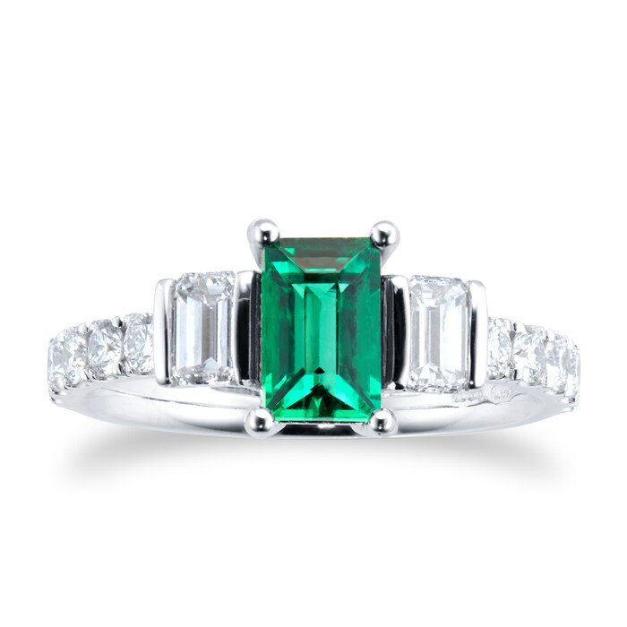 Mappin & Webb Platinum 0.99ct Emerald Cut Emerald & 0.93cttw Diamond Ring