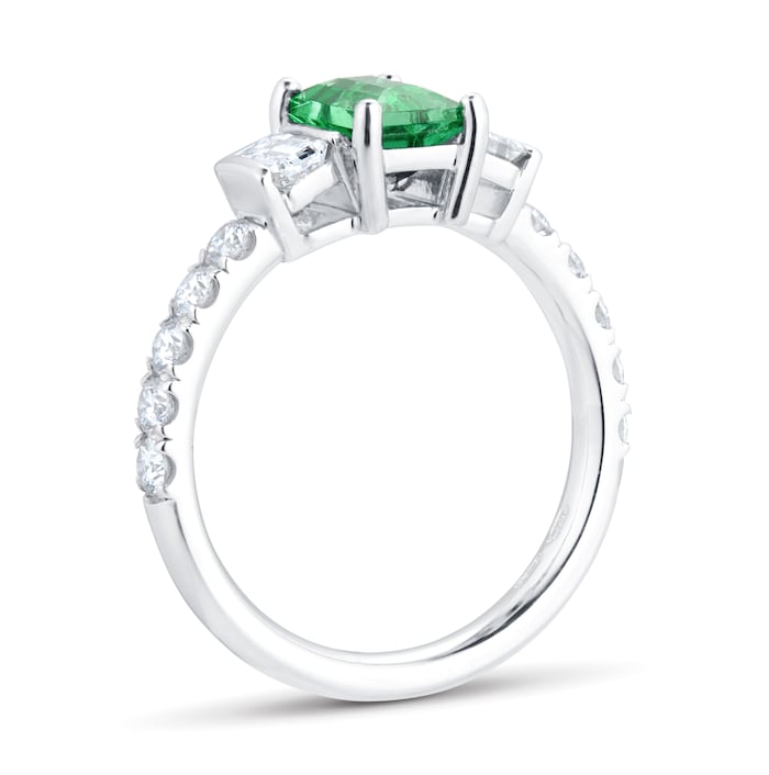 Mappin & Webb Platinum 0.99ct Emerald Cut Emerald & 0.93cttw Diamond Ring