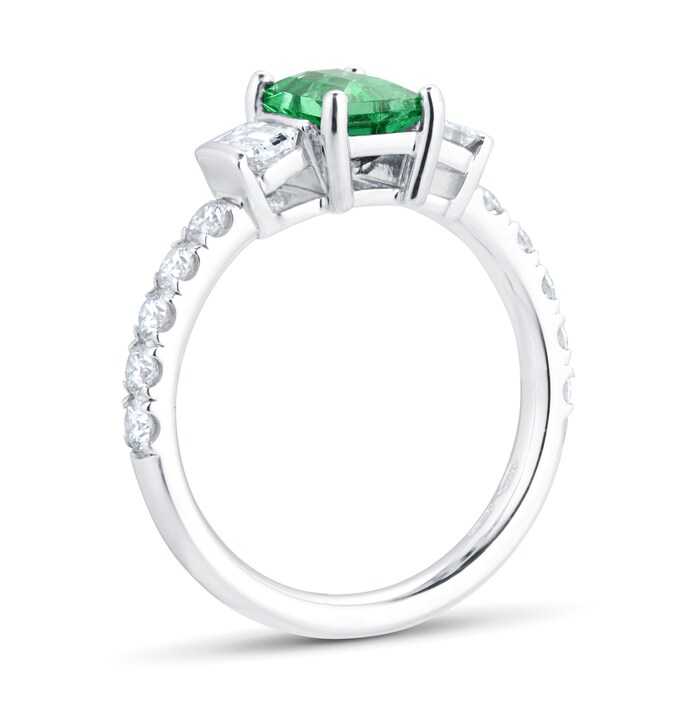 Mappin & Webb Platinum 0.99ct Emerald Cut Emerald & 0.93cttw Diamond Ring