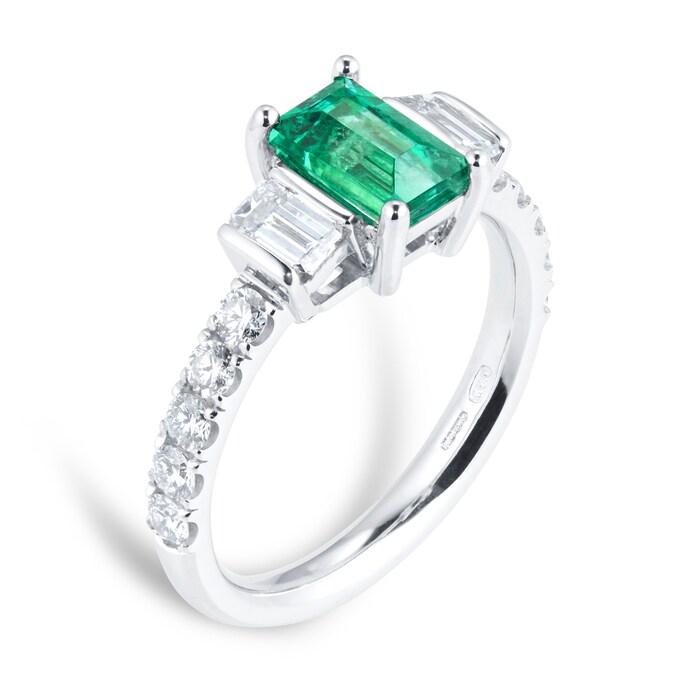 Mappin & Webb Platinum 0.99ct Emerald Cut Emerald & 0.93cttw Diamond Ring