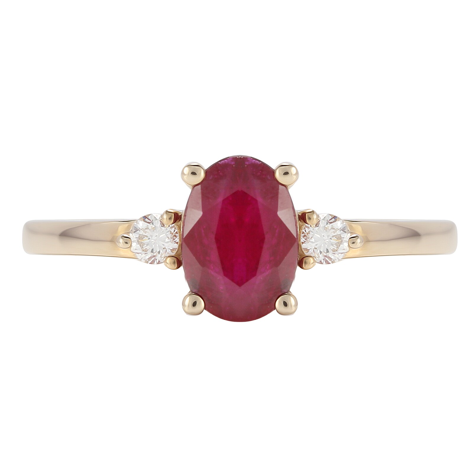 Goldsmiths 9ct Yellow Gold Ruby & Diamond 3 Stone Ring