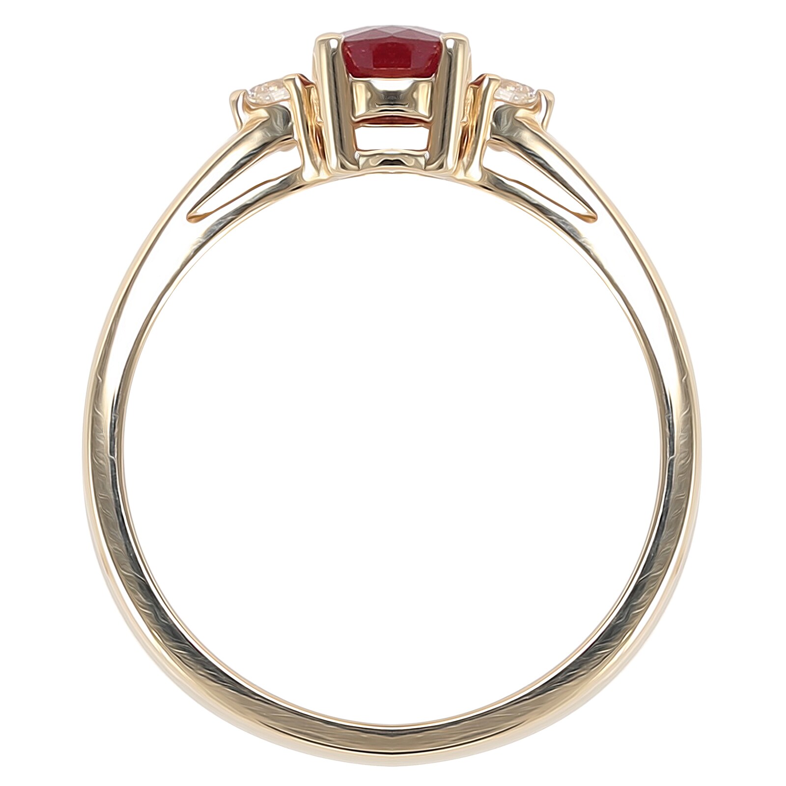Goldsmiths 9ct Yellow Gold Ruby & Diamond 3 Stone Ring