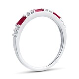 Goldsmiths 9ct White Gold Baguette Cut Ruby & Diamond Eternity Ring