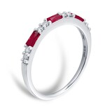 Goldsmiths 9ct White Gold Baguette Cut Ruby & Diamond Eternity Ring